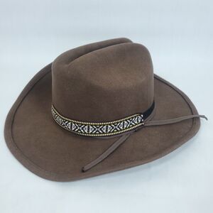 VTG Eddy Bros Brown Wool Felt Fedora Hat Made In USA Small 21 Ranger Style